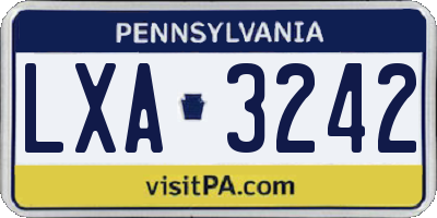 PA license plate LXA3242
