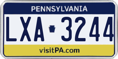 PA license plate LXA3244