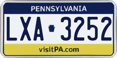 PA license plate LXA3252