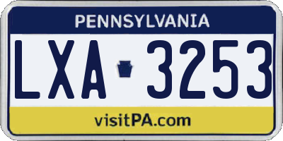 PA license plate LXA3253