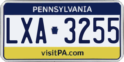 PA license plate LXA3255
