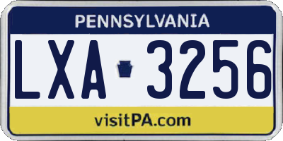 PA license plate LXA3256