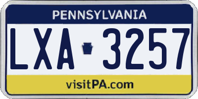 PA license plate LXA3257