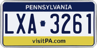 PA license plate LXA3261