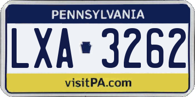 PA license plate LXA3262