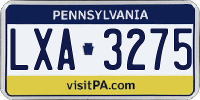 PA license plate LXA3275