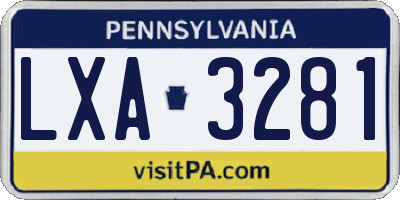 PA license plate LXA3281