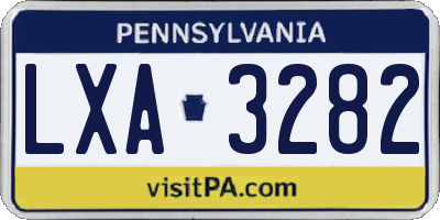 PA license plate LXA3282
