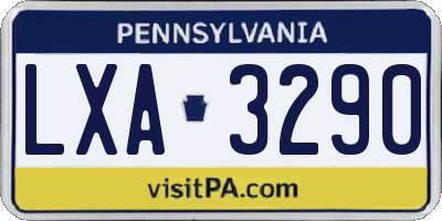 PA license plate LXA3290