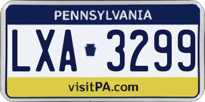 PA license plate LXA3299