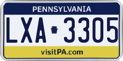 PA license plate LXA3305