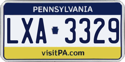 PA license plate LXA3329