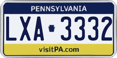 PA license plate LXA3332