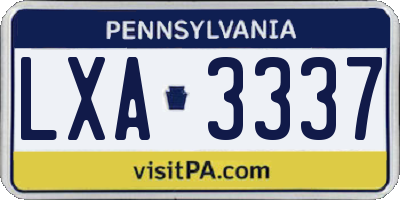 PA license plate LXA3337