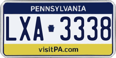 PA license plate LXA3338
