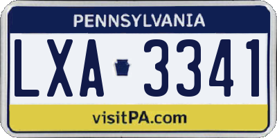 PA license plate LXA3341