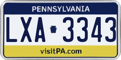 PA license plate LXA3343