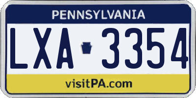 PA license plate LXA3354
