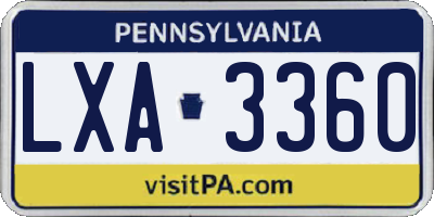 PA license plate LXA3360