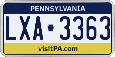 PA license plate LXA3363