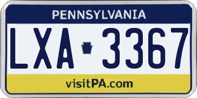 PA license plate LXA3367