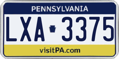 PA license plate LXA3375
