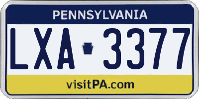PA license plate LXA3377