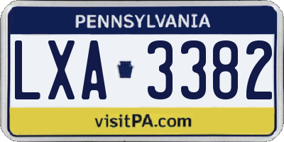 PA license plate LXA3382