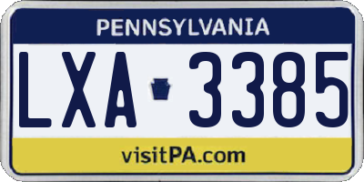 PA license plate LXA3385