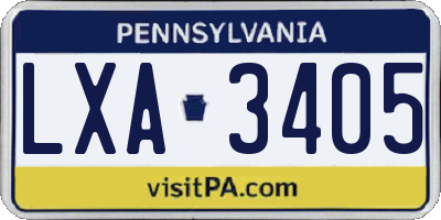 PA license plate LXA3405