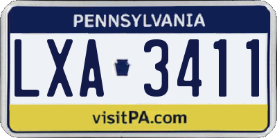 PA license plate LXA3411