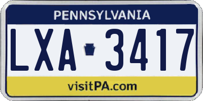 PA license plate LXA3417