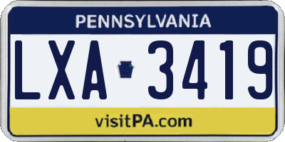 PA license plate LXA3419