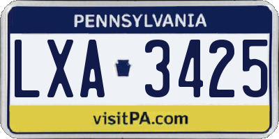 PA license plate LXA3425