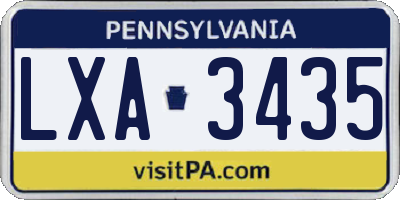 PA license plate LXA3435