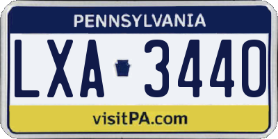 PA license plate LXA3440
