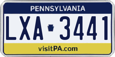 PA license plate LXA3441
