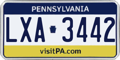 PA license plate LXA3442