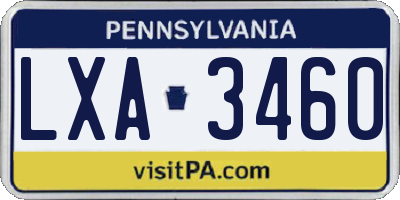 PA license plate LXA3460