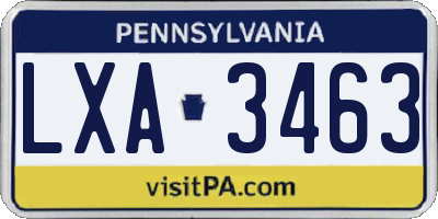 PA license plate LXA3463