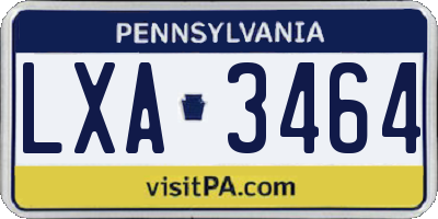 PA license plate LXA3464
