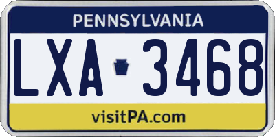 PA license plate LXA3468