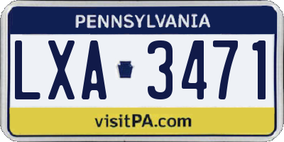 PA license plate LXA3471