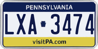 PA license plate LXA3474