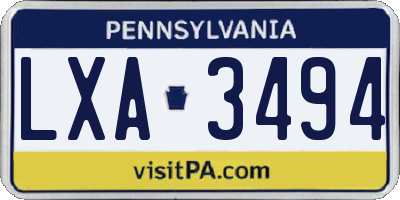 PA license plate LXA3494