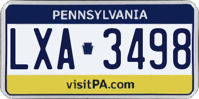 PA license plate LXA3498