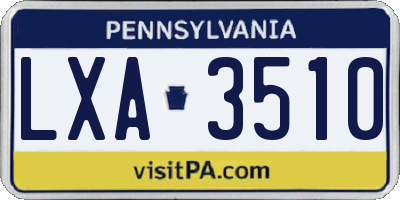 PA license plate LXA3510