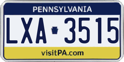 PA license plate LXA3515
