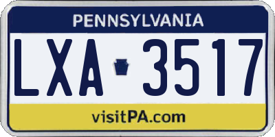 PA license plate LXA3517