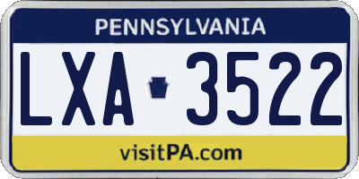 PA license plate LXA3522